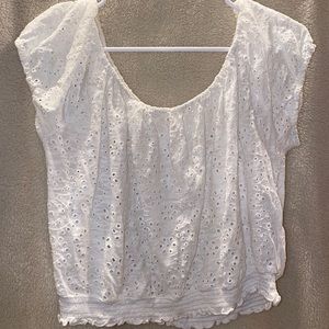 white off the shoulder shirt
